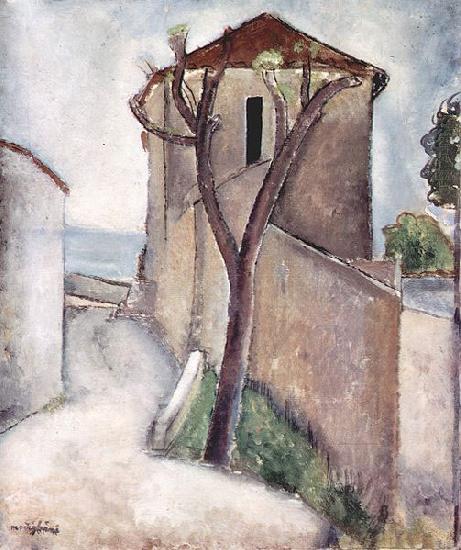 Amedeo Modigliani Baum und Haus